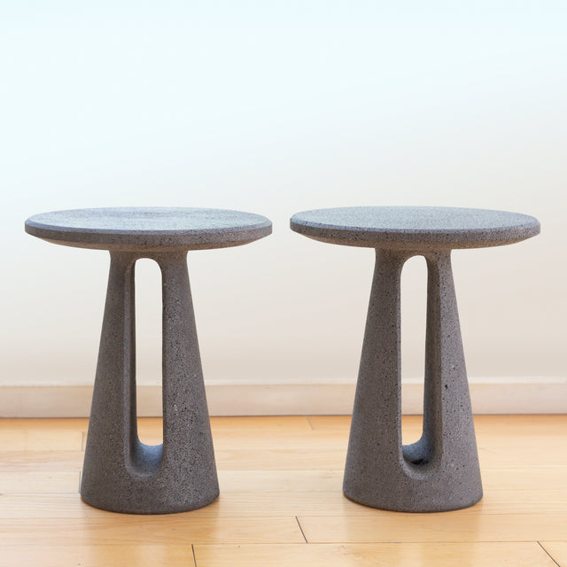 Striata side table made by lava stone, designed by Ricardo Rodriguez Elias